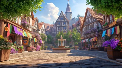 Whimsical Medieval Town Square