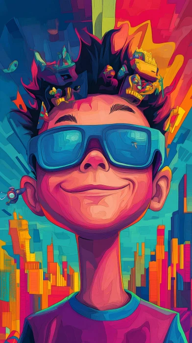 Colorful Caricature of a Kid