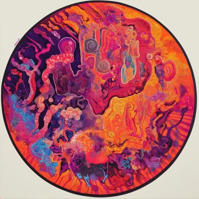 Calligraphy Circle Neuro Psychedelic