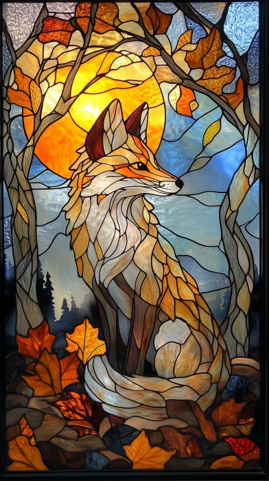 Stained Glass Fox Window