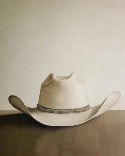 Vintage White Cowboy Hat Painting