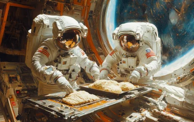 Astronauts Making Bread in Zero Gravity