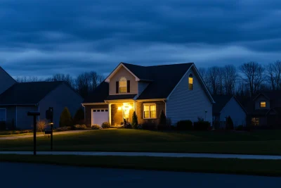 Suburban American House at Night