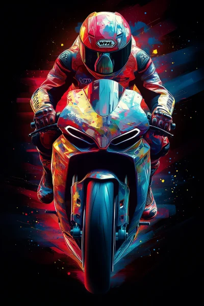 Sports Motorbike with Full WPAP Design and Characters