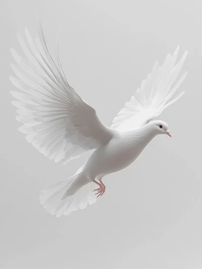 Majestic White Dove in Flight