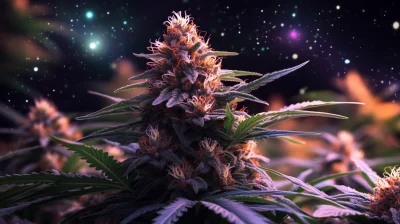 Mystical Cannabis Plant in Full Bloom