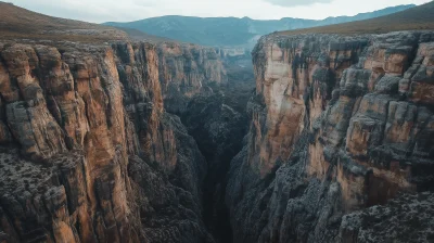 High Mountain Cliffs and Deep Valley