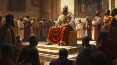 Ancient Christian King in Courtroom