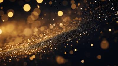 Golden Particles on Black Background