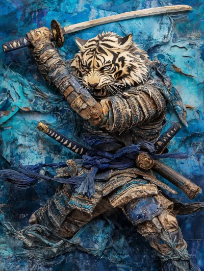 Fierce Samurai Tiger Illustration