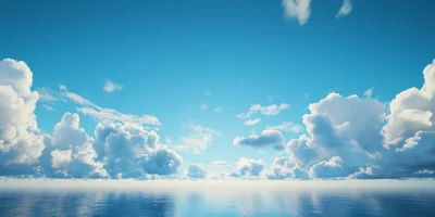 Vivid Blue Sky and Horizontal Clouds