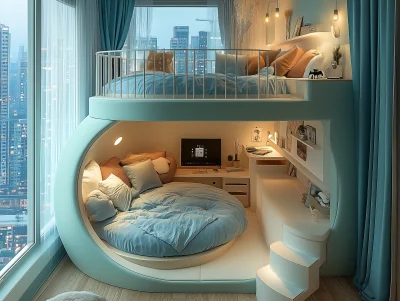 Round Bed on the Second Floor