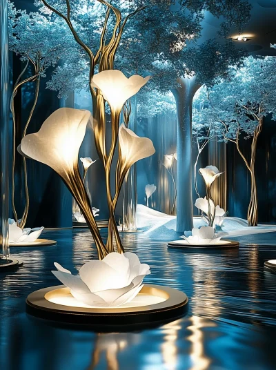 Fantasy Flower with Metal Sculptures