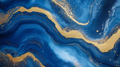 Blue Marble and Gold Abstract Background