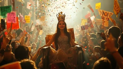 Teenage Beauty Pageant Queen on Float