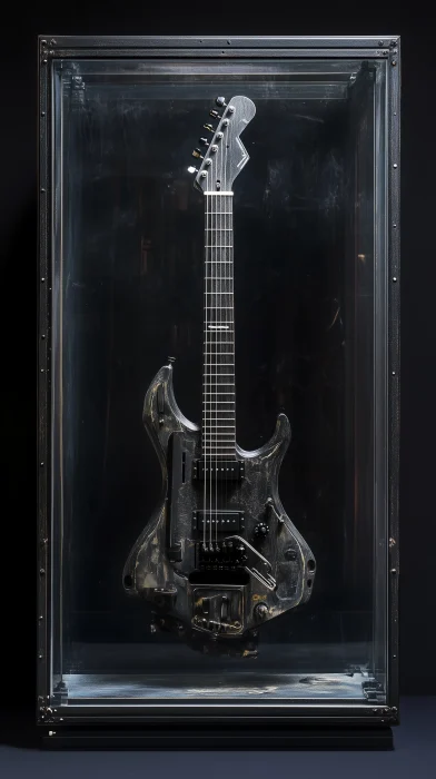 Tactical Electric Guitar in Glass Gun Display