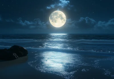 Moonlit Beach at Night