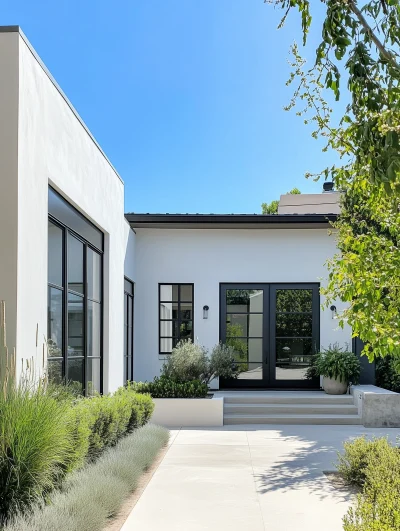 Modern Home with White Stucco Walls