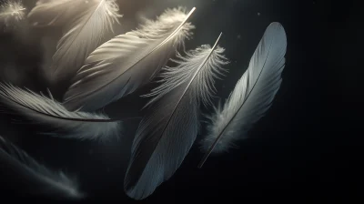 Feathered Wings on a Dark Background