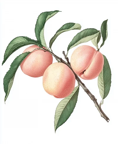 Peach Botanical Illustration