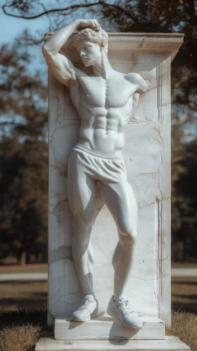 Marble Statue of Fitness Boy