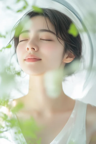 Young Japanese Woman in White Dress