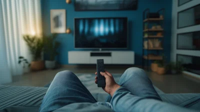 Man with TV Remote on Sofa