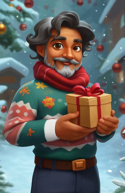 Christmas Character with Gift Box