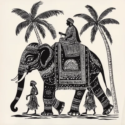 Don Blanding Style Elephant Drawing