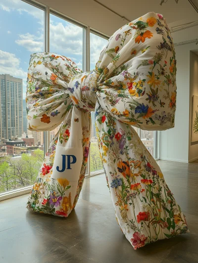 Oversized Bow with Wildflowers in Office Building