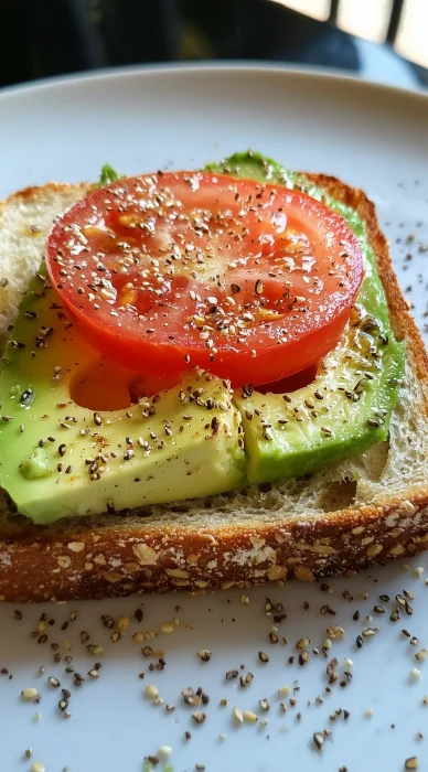 Avocado and Tomato on Toasted Sourdough Bread