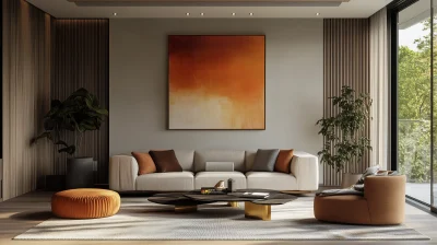 Modern Living Room with Abstract Painting