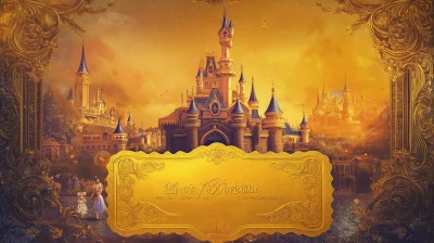 Magical Golden Ticket for Little Girl with Disney Theme