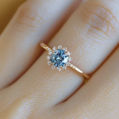 Azure Moissanite Ring Macro Shot