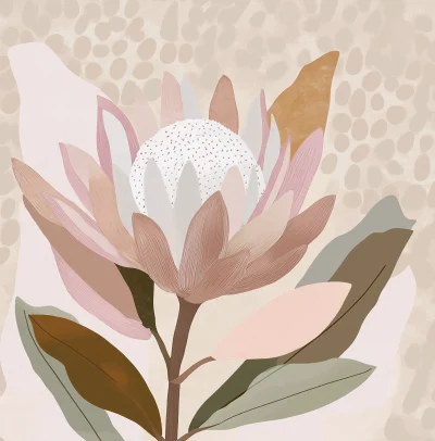 Modern Protea Illustration