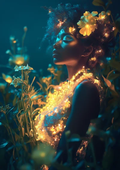 Bioluminescent Flower Dress Goddess