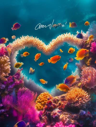 Colorful Heart-Shaped Coral Reef