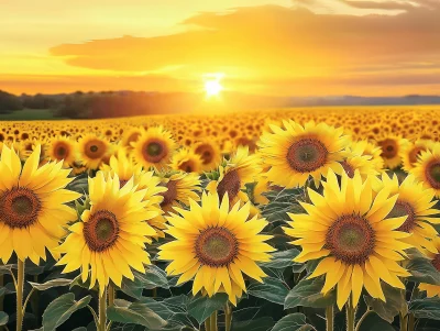 Sunflower Field at Sunset