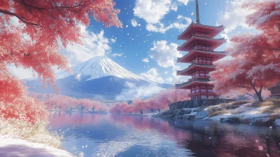 Mount Fuji and Pagoda