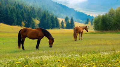 Horses in a Pasture near Almaty