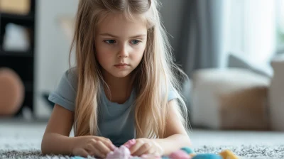 Young girl playing with slime