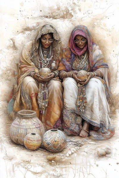 Traditional Indian Women with Glasses