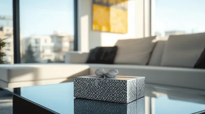 Modern Gift Box on Glass Coffee Table