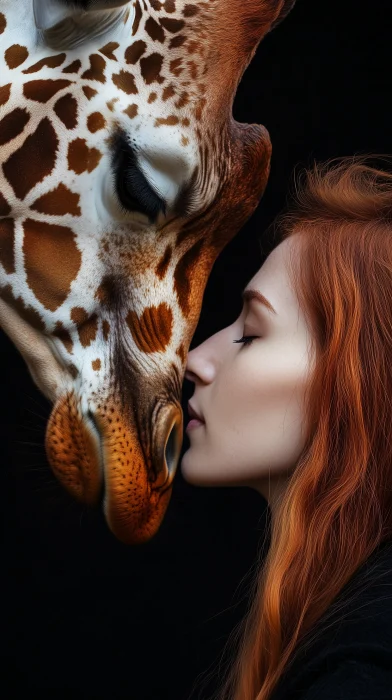 Woman with Giraffe in Black