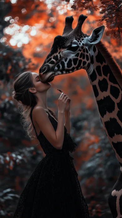 Woman and Giraffe