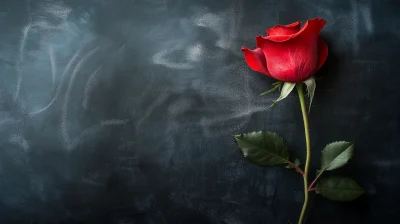 Red Rose on Blackboard