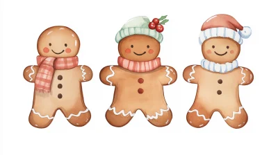 Gingerbread Watercolor Clipart