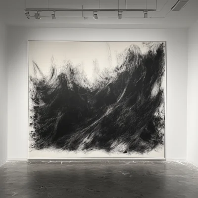 Abstract Charcoal Drawing in Gallery