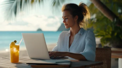 Remote Work on Tropical Beach