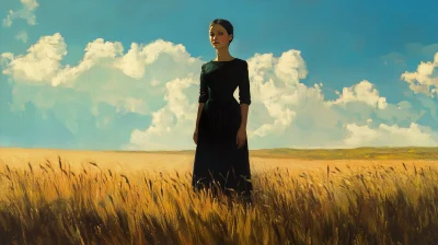 Surreal Woman in Field Painting